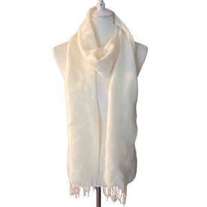 J.Crew lightweight Raw Edge Fringe Cream Scarf